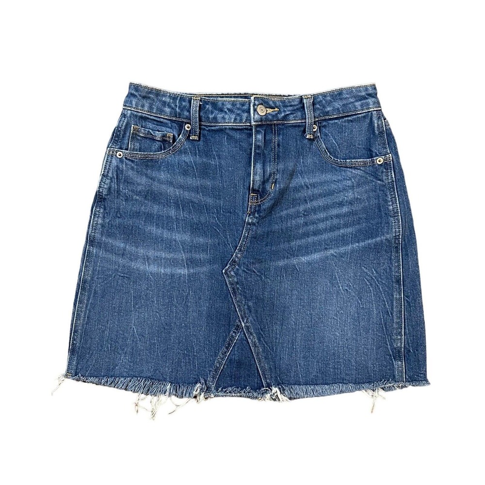 Old Navy Cutoff Denim Jean Skirt Short Cowgirl Western A-Line Mini Skirt Size 6